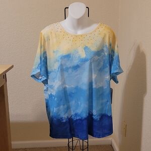 Allison Daley Blue and Yellow Short Sleeve Tee SZ 2X, NWT Originally $44.